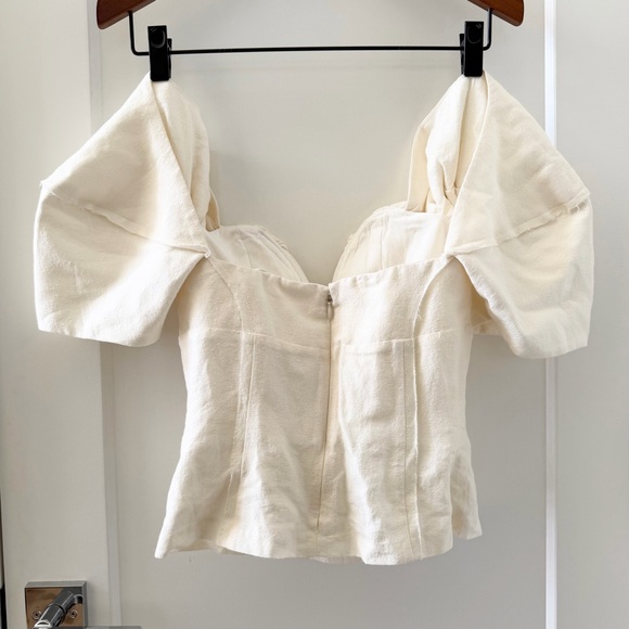 Cult Gaia Ivory Off the Shoulder Dramatic Puff Sleeve Abby Top Size XS NWT - Picture 7 of 11